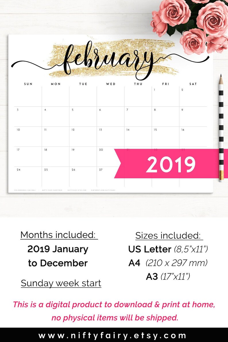 2019 Desk Calendar Monthly Planner A3 2019 Desk Calendar Monthly Planner