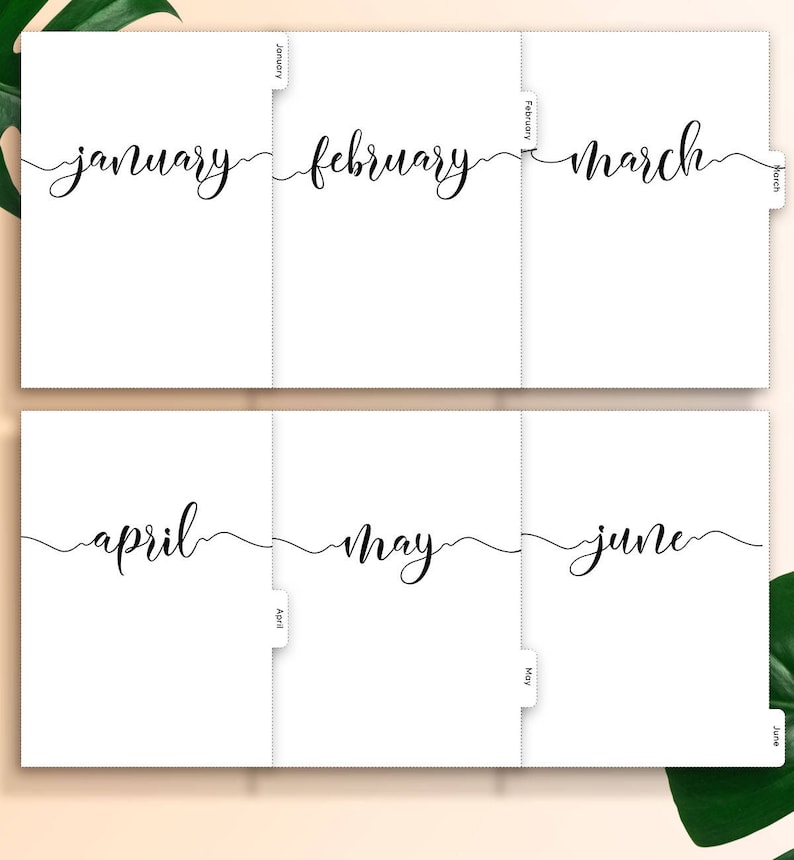 A5 Monthly Planner Dividers Printable Tabbed Filofax Monthly | Etsy