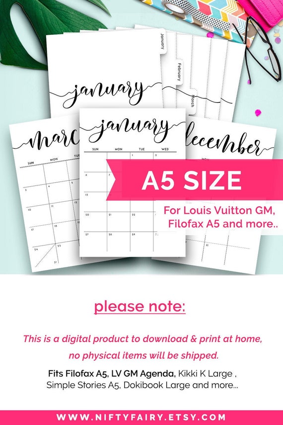 Inserts Monthly Pages /& Dividers Essential Carpe Diem A5 Planner