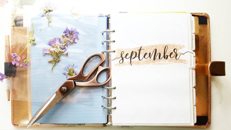 Planner Dividers A5 Month Tabs • A5 Monthly Dividers Filofax A5 Planner Insert Printable Dividers A5 Monthly Planner Tabs Glitter Inserts image 9