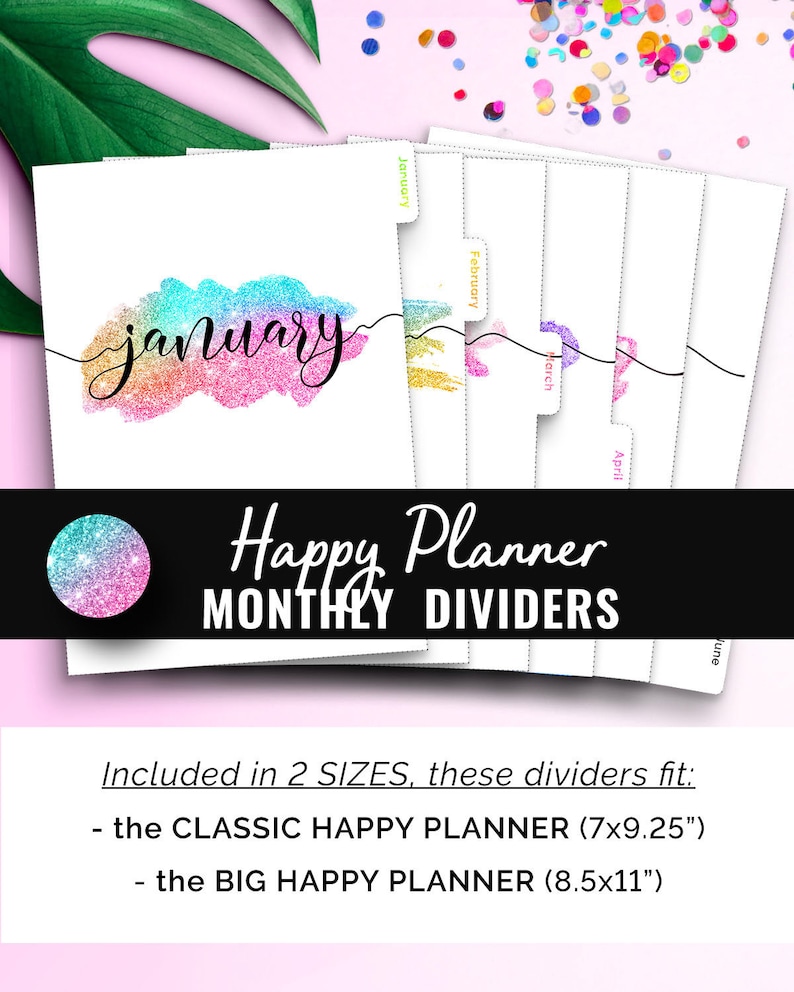 Happy Planner Dividers. Big Happy Planner Inserts. Happy Planner Classic Dividers. Monthly Dividers Monthly Tabs Happy Planner Big Printable image 1