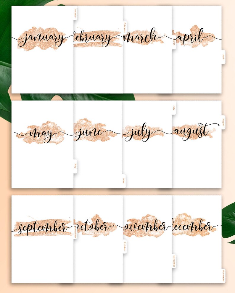 Planner Dividers A5 Month Tabs • A5 Monthly Dividers Filofax A5 Planner Insert Printable Dividers A5 Monthly Planner Tabs Glitter Inserts image 5