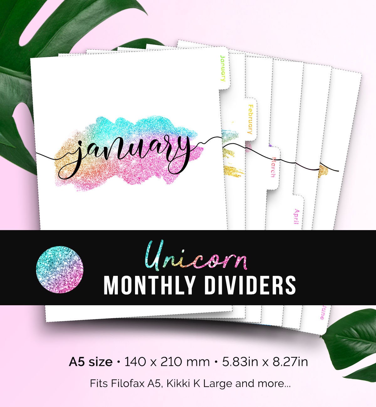Planner Dividers Printable Monthly Tabbed Filofax Dividers A5 - Etsy