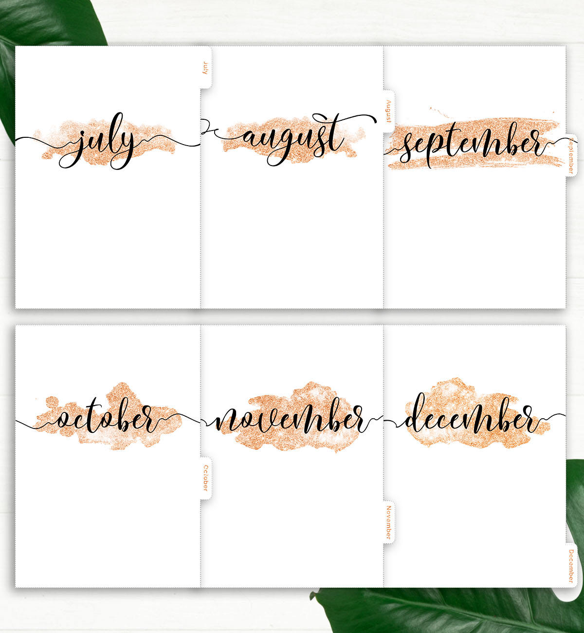 Rose Gold Monthly Planner Dividers • Printable Tabbed Filofax Monthly ...