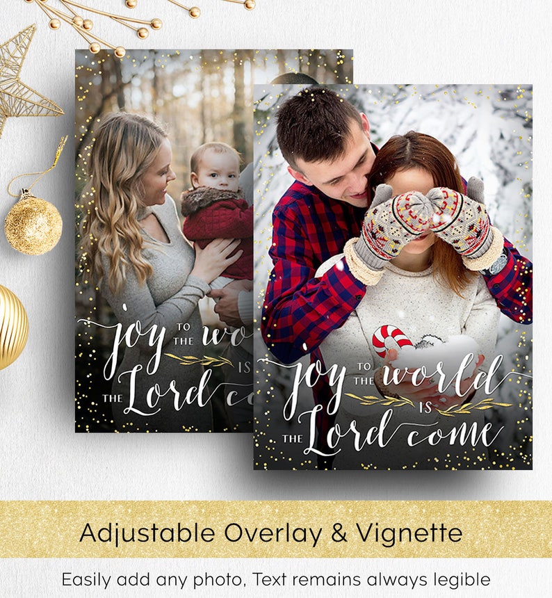 Photo Christmas Card Template, Photoshop Template Photographers Christian Photo Holiday Card, Religious Christmas Photo Card Template PSD image 2