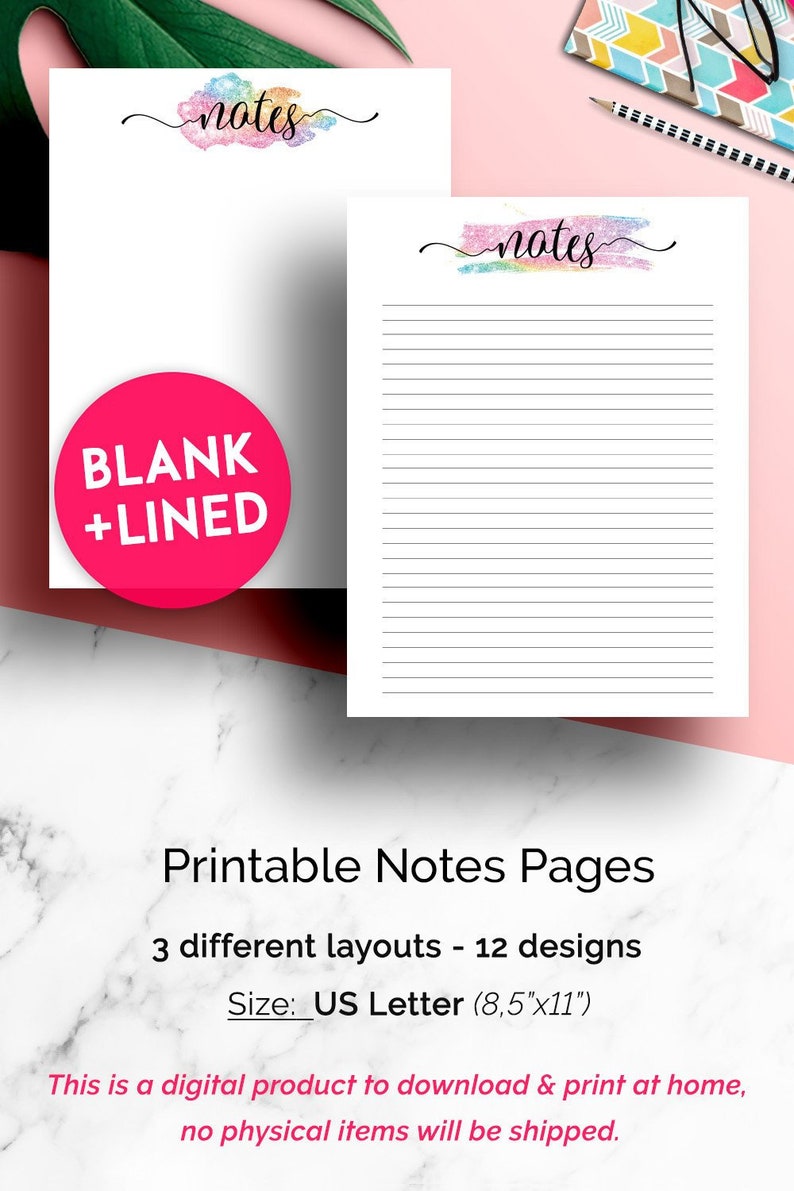 Note Pages Insert ARC Planner Notes Printable Notes Pages Etsy