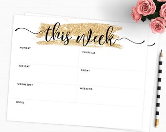 Printable Weekly Planner Gold Letter • Weekly Agenda Gold Printable Planner Gold Planner Weekly Planner Black and Gold Weekly Planner