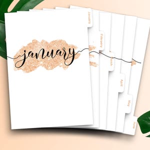 Planner Dividers A5 Month Tabs • A5 Monthly Dividers Filofax A5 Planner Insert Printable Dividers A5 Monthly Planner Tabs Glitter Inserts image 4
