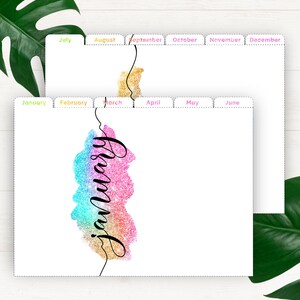 Planner Dividers A5 Month Tabs • A5 Monthly Dividers Filofax A5 Planner Insert Printable Dividers A5 Monthly Planner Tabs Glitter Inserts image 8