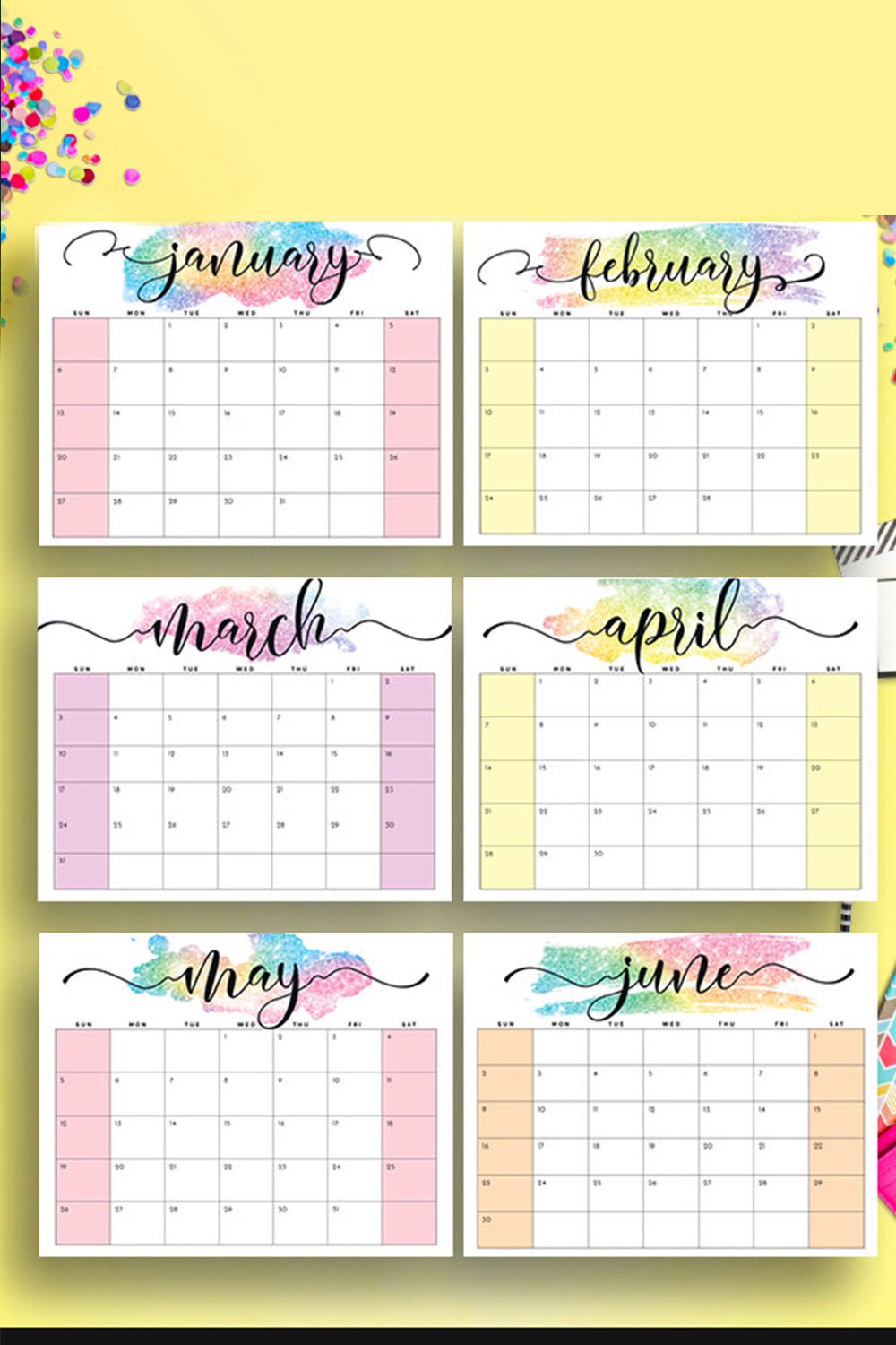 Desk Calendar 2021 Monthly Planner 2020 2021 Printable Etsy