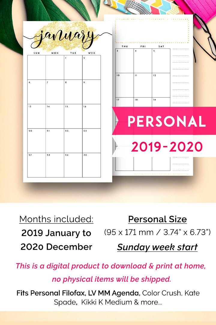 2019 Personal Planner Insert LV Agenda MM Refill 2019-2020 | Etsy