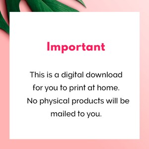 May include: Important notice: This is a digital download for you to print at home. No physical products will be mailed to you.