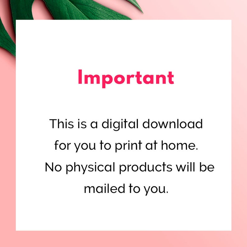 May include: Important notice: This is a digital download for you to print at home. No physical products will be mailed to you.