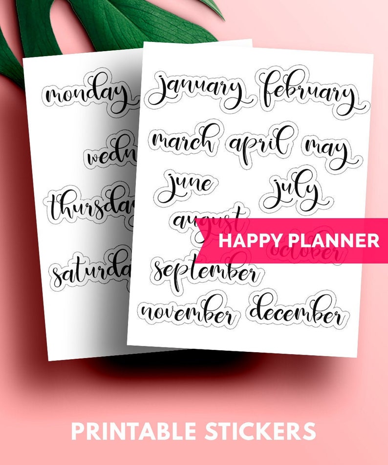 Happy Planner Stickers Month Stickers, Happy Planner Classic Weekly Stickers, Happy Planner Stickers Monthly, Printable Planner Stickers image 1