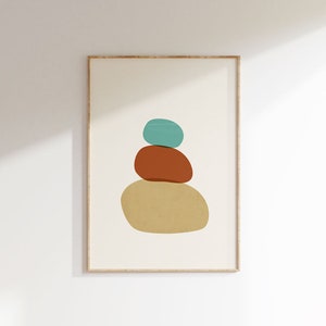 Boho Modern Art Print, 3 Abstract Rocks Print, Abstract Neutral Wall Art, Descarga digital