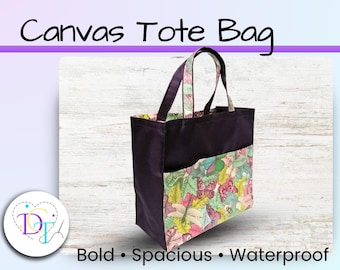 Schmetterling Print Qualität Wachstuch Tragetasche: Wasserdichte Canvas Shopper