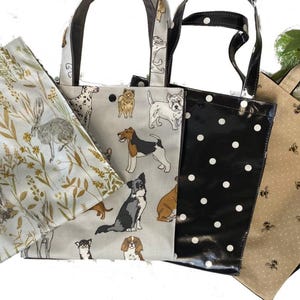 Sac fourre-tout à lunch en toile/toile cirée avec bouton-pression