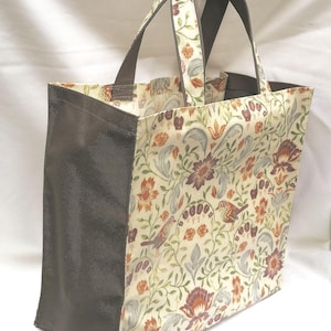 STOR tygväska i 100 % bomull, vaxduk/vattentät canvas - Vintage fågel