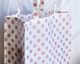 LARGE Handmade 100% Cotton Oilcloth Shopping Tote Bag - Glitter SPOT