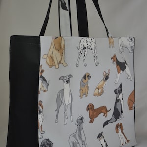 Handmade-Quality-100% cotton Oilcloth/waterproof canvas Tote bag  - Multi Dogs