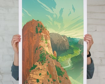 Zion Art Print by Senne Trip | Southwest National Parks Illustration | Angels Landing Trail | Available in Two Sizes