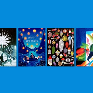 Pacchetto di cartoline di Natale Knetterijs / set di cartoline piegate di 4 illustratori