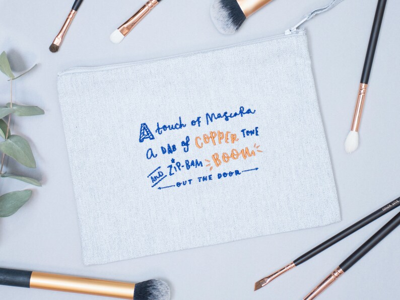 Embroidered Makeup Bag SALE: Gilmore Girls Pouch Vanity Bag MakeUp Bag Rory Gilmore Purse Zip Pouch Copper Boom