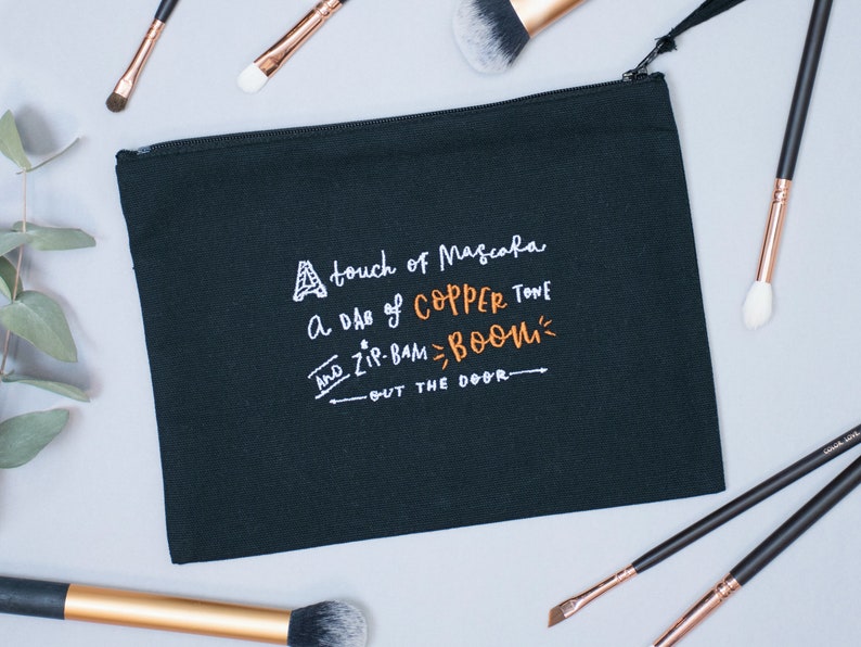 Embroidered Makeup Bag SALE: Gilmore Girls Pouch Vanity Bag MakeUp Bag Rory Gilmore Purse Zip Pouch Copper Boom