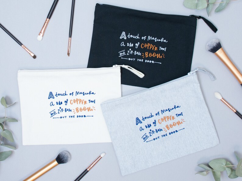 Embroidered Makeup Bag SALE: Gilmore Girls Pouch Vanity Bag MakeUp Bag Rory Gilmore Purse Zip Pouch Copper Boom