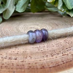 Amethyst Gemstone Dreadlock Beads. Set of 3