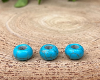 Turquoise Gemstone Dreadlock Beads. Set of 3