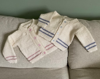 Hand knitted baby cardigan or pullover 12 or 9 or 6 months