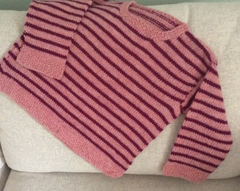 Hand knitted pullover - about 3 yo