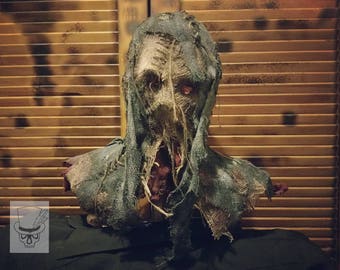 Burlap scarecrow Halloween mask, scary monster scarecrow