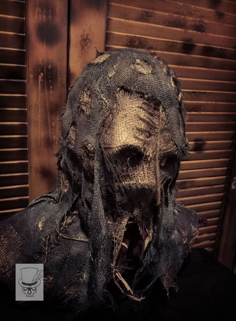 Burlap scarecrow Halloween mask scary monster scarecrow Etsy