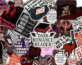 Donkerromantische stickerbundel | 25 pittige BookTok-vinylstickers | Vijanden van geliefden, moreel grijze, vuile boekstickers