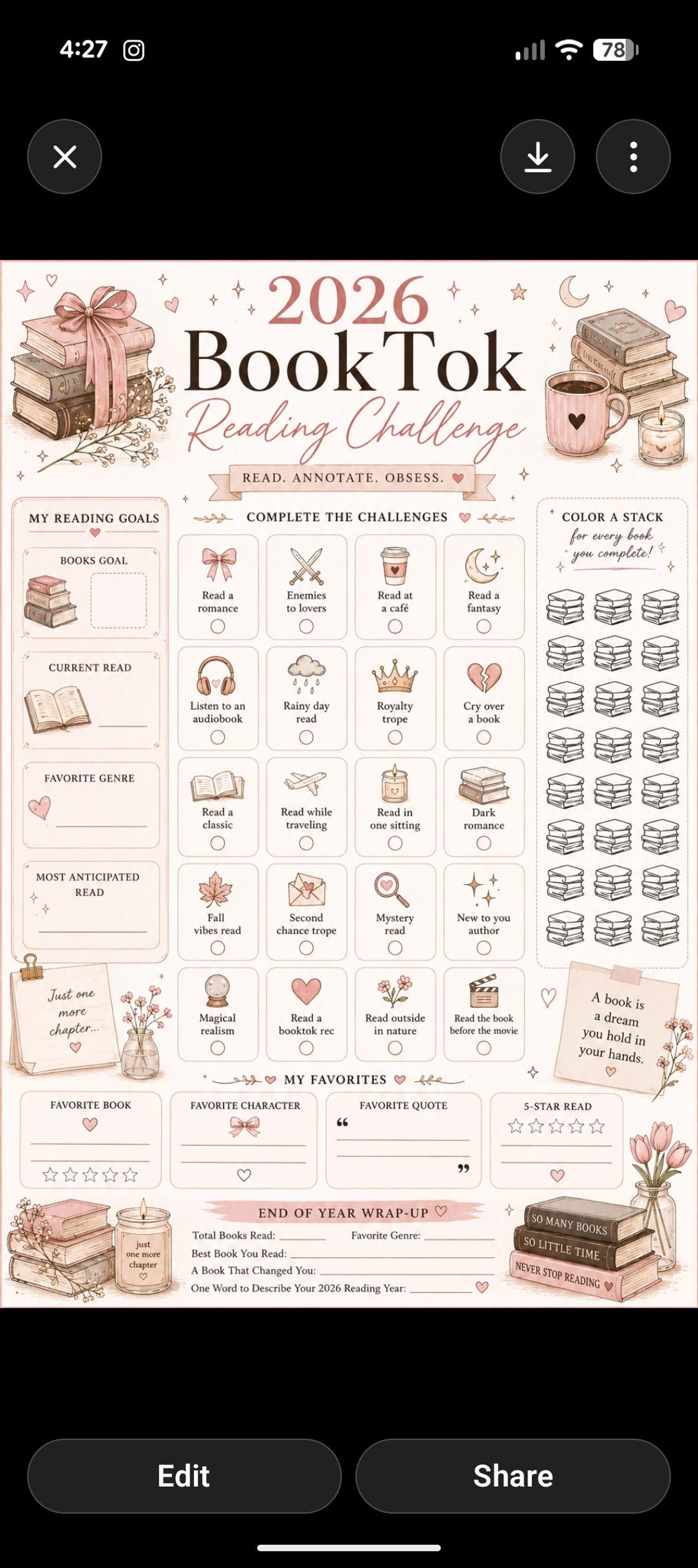 2026 Booktok Reading Challenge Tracker | Reading Journal Printable ...
