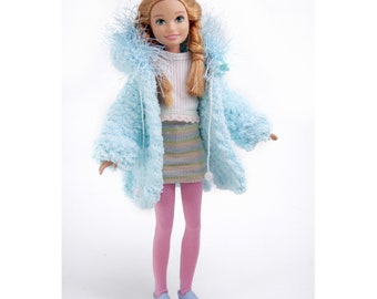 Knitted Plush Hooded Cardigan for Doll  9 inch / 20 cm