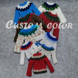 Custom Crocheted Nordic-Style Sweater for 1/6 Scale Dolls, Fits Ken, BB, Stacie,  FR, IT Homme, Action Figures 9-11-12 Inches