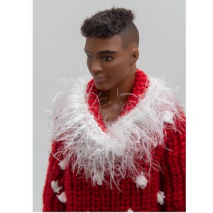 1/6 Knitted Christmas Sweater in 1:6 Scale, fits Ken, FR, IT Homme, Action Figures and other Dolls of size 11-12 Inches
