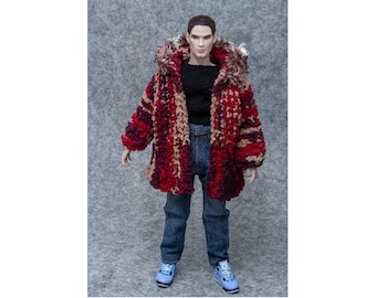 Fur Coat, Outerwear Fits for Doll IT Homme Doll, Ken, Adonis, Male Action Figure 1/6 Scale, 12 inch/ 30 cm