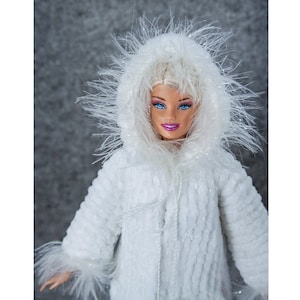 Fur Coat With Hood, Knitted Double-Sided, Outerwear Fit To Fashion doll, Bb, FR, IT, Mizi, JHD, Phicen 1:6 Scale Action Figures 12 inch