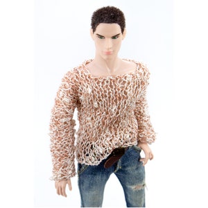1/6 Silk Knitted Pullover, Summer Grunge,Hand Knitted for Ken, Adonis,  IT Homme, Phicen and Male Doll 12 inch