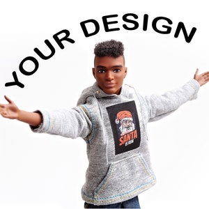 1/6 scale fashion doll sweatshirt, hoodie, custom print