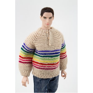 Hand Knitted Sweater in 1:6 scale, Suitable for Ken, FR, IT Homme, Action Figures and other Dolls of 11-12 Inches.