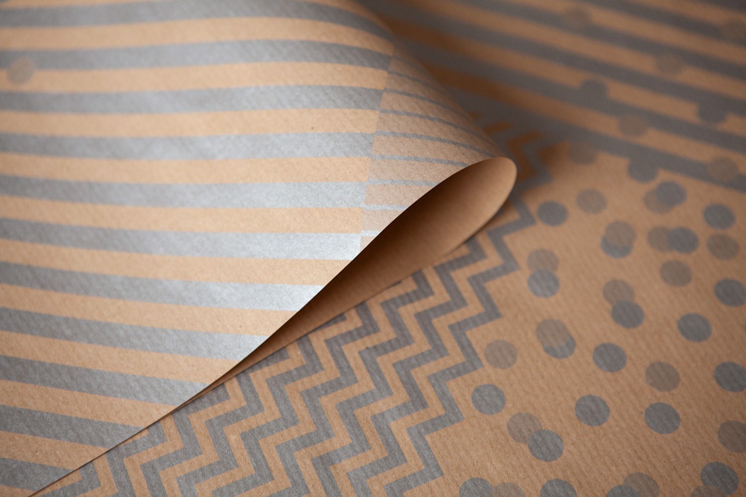 Silver gift wrapping paper 3 different sheets of kraft paper Etsy