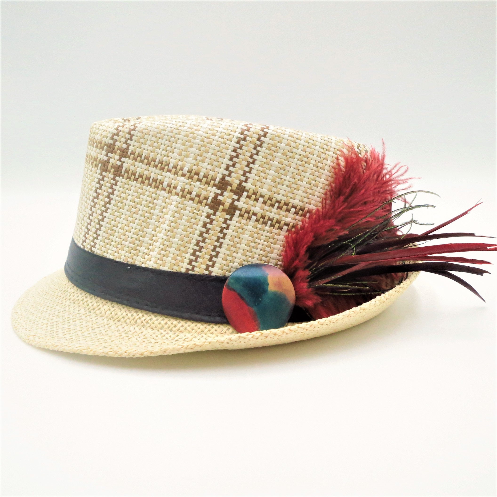 Fedora Brown Straw Hat Black Band 
