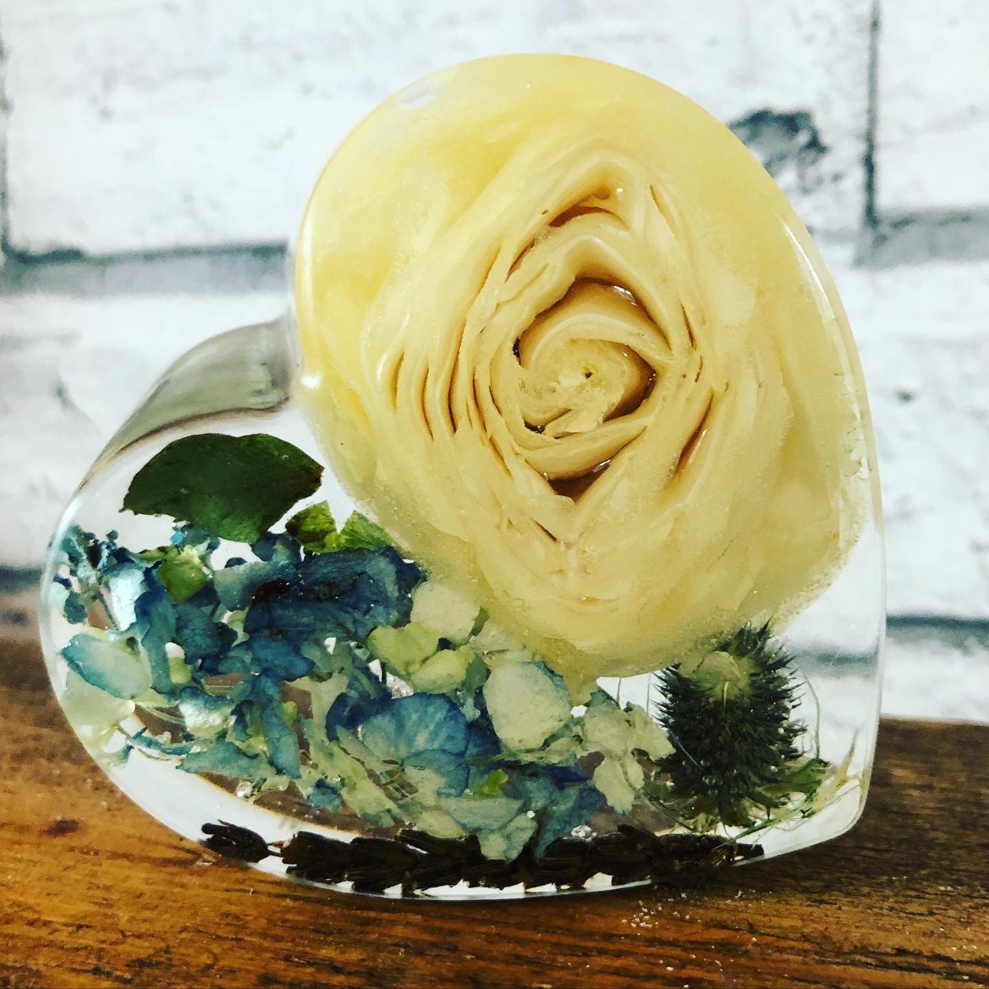 Funeral flower preservation floral resin heart keepsake 8.5 cm Etsy