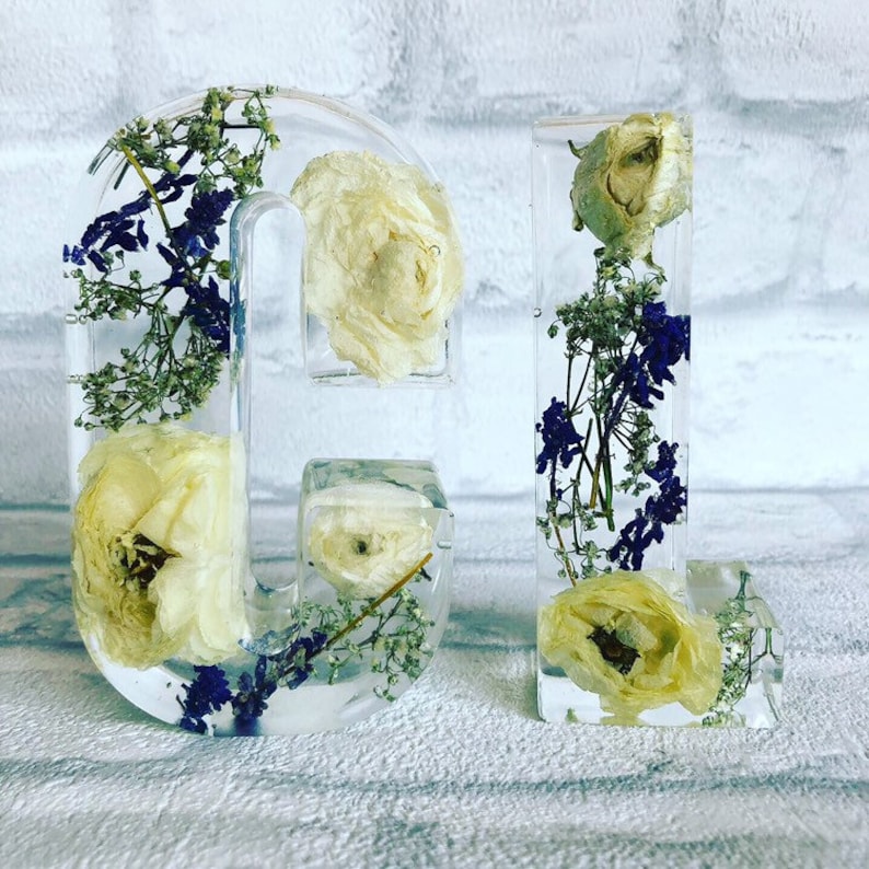 Wedding Flower Preservation Large Letter Resin Floral Keepsake Etsy UK