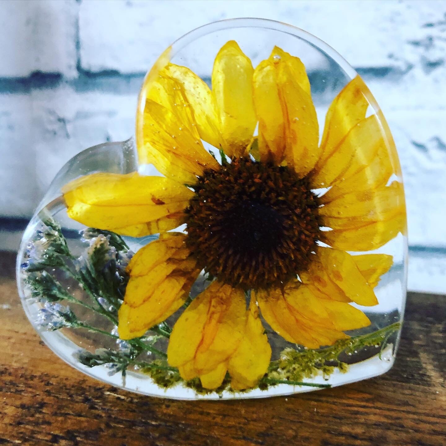 Funeral flower preservation floral resin heart keepsake 8.5 cm Etsy